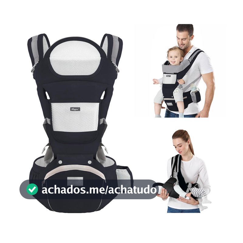 Canguru Para Bebe,Alça De Transporte Multifuncional 6 e 1,Canguru Ergonomico Para Bebe,Adequado Para 0-36 Meses (Preto)