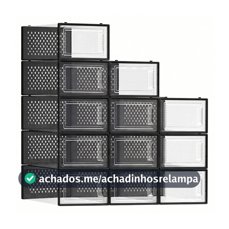 SONGMICS Caixas para Sapatos, Conjunto de 12, Dobráveis e Empilháveis