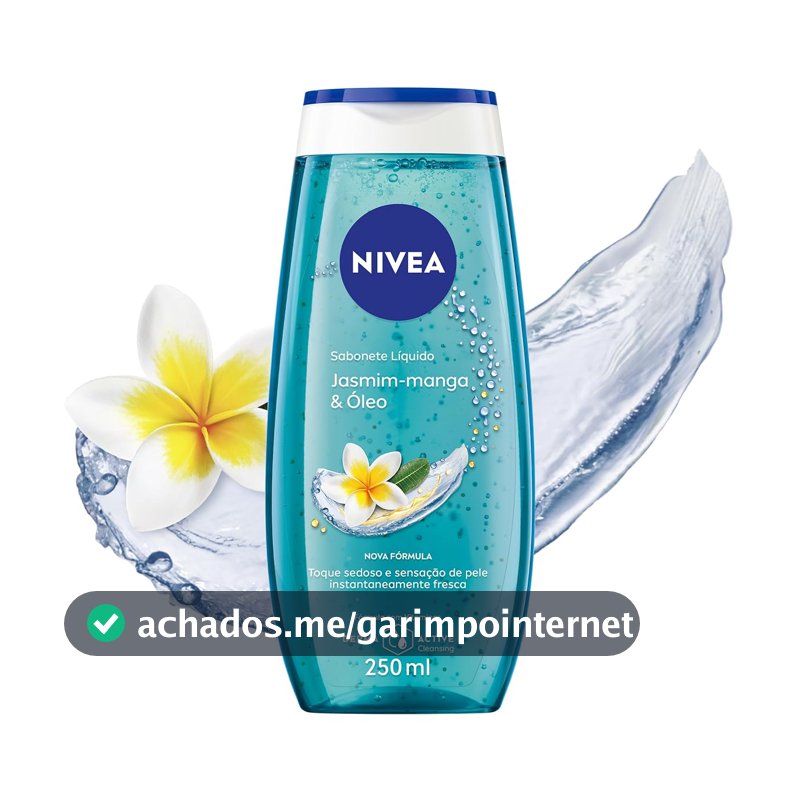 NIVEA Sabonete Líquido Frangipani & Oil 250ml, Limpeza Corporal, Pele Macia, Óleos e Vitaminas, Equilíbrio com o pH, Sensação Refrescante
