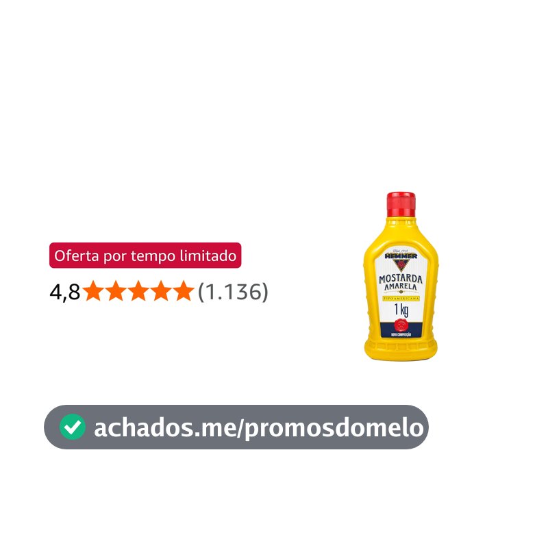 Hemmer Mostarda Amarela Americana Squeeze 1Kg