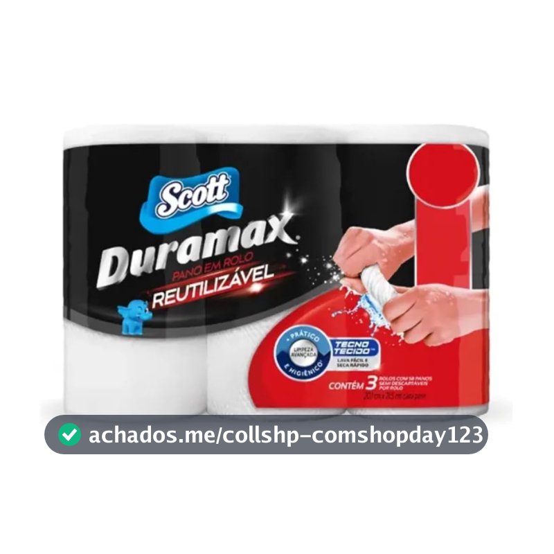 Scott Duramax Pano Reutilizável em Rolo, Branco, 174 Folhas (3 Unidades de 58 Folhas)
