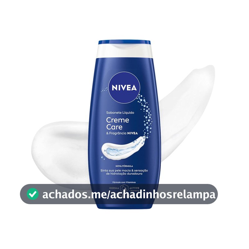 NIVEA Sabonete Líquido Creme Care 250ml, Limpeza Suave, Banho, Hidrata e Protege, Uso Diário, Todas as Peles