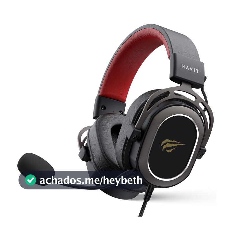 Havit Fone de Ouvido Headset H2008d com Microfone, Preto e Vermelho. Falante de 50mm, Conector 3, 5 mm, Compatível com PS4 / XBOX, Headband Regulável, 20 Hz – 20 kHz