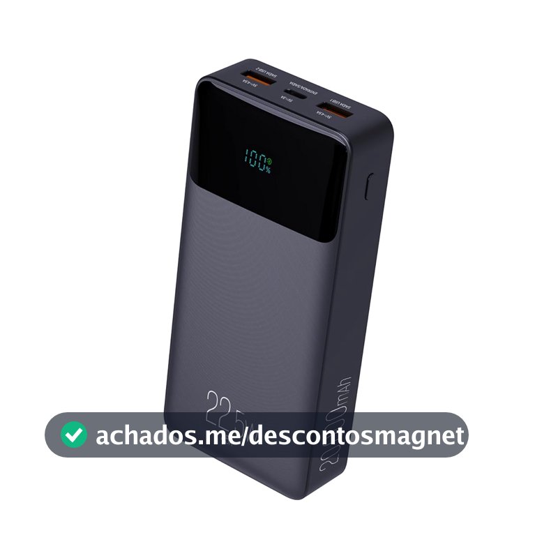 Power Bank Pro 20000mAH, Bateria Portátil Universal, Carga Rápida, Display Indicador, Entradas Micro USB e USB-C, 2 Portas USB-A, Preto, PB200BK, ELG