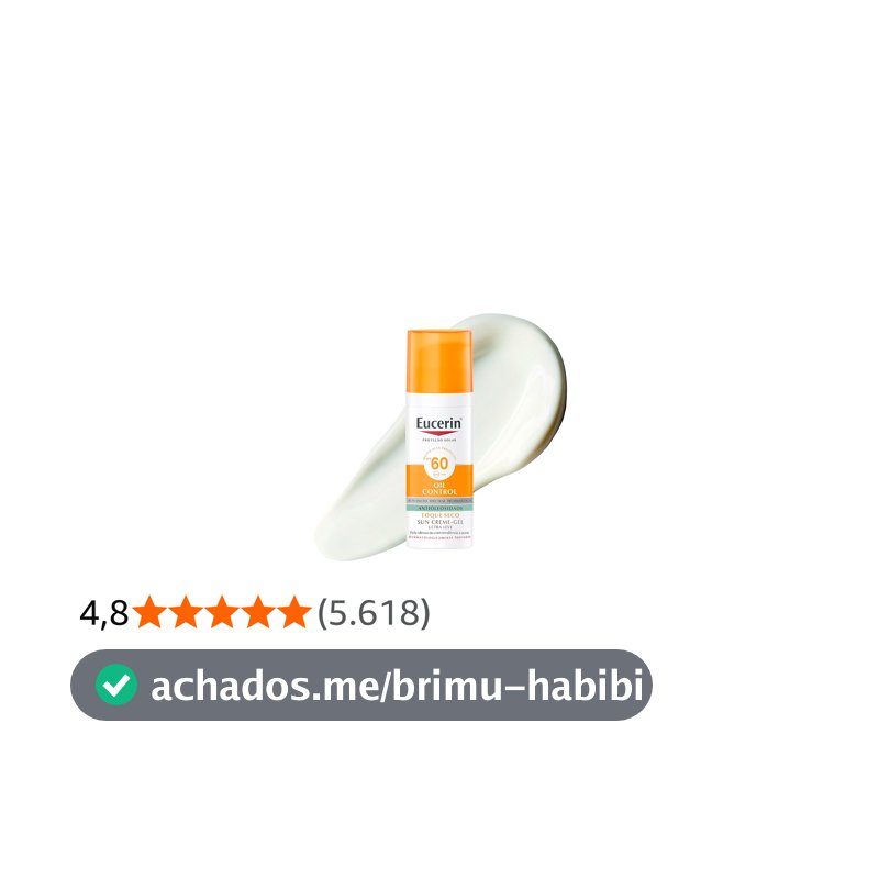 EUCERIN Protetor Solar Facial Oil Control FPS 60 50ml, Antioleosidade, Rosto, Proteção UVA, UVB e Luz Visível