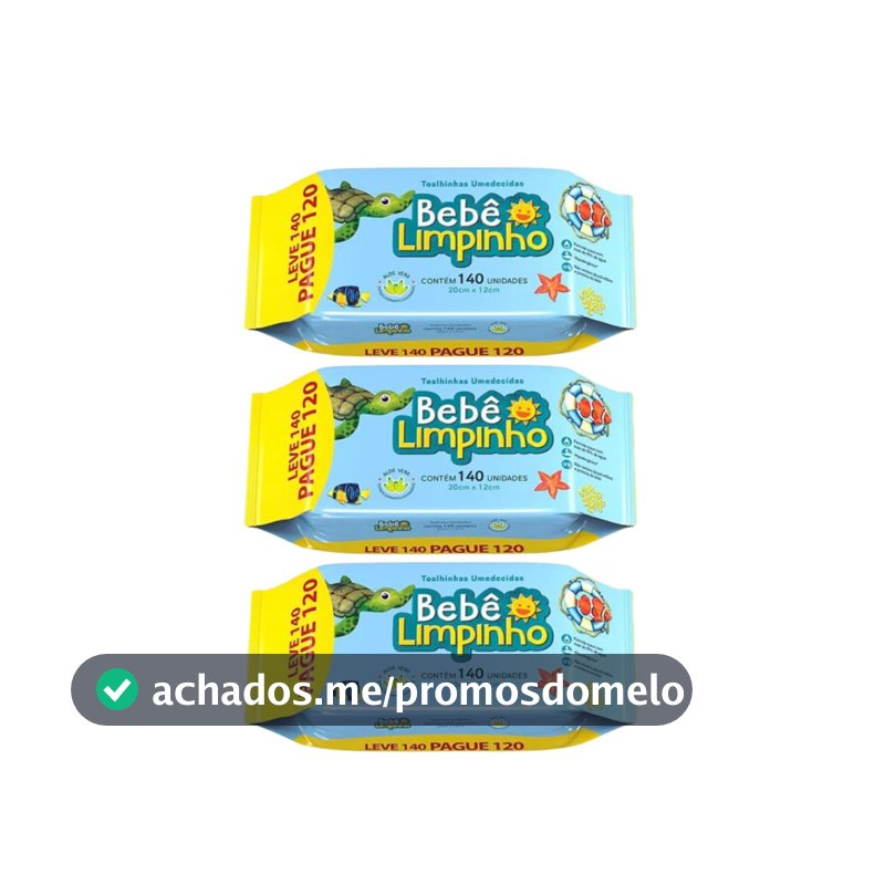 Kit 3 Toalhas umedecidas Bebê Limpinho 140 und Cimed