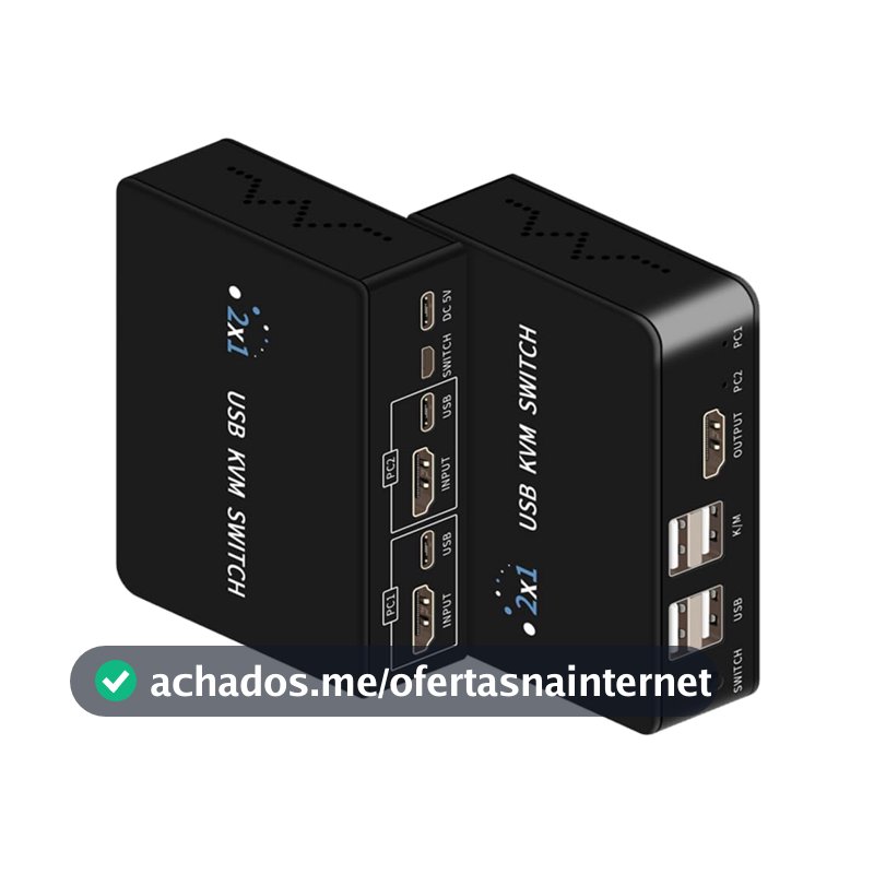 Xgsbvgdhw KVM Switch USB 2 em 1 Saída para 2 PCs 4K 60Hz Monitor e