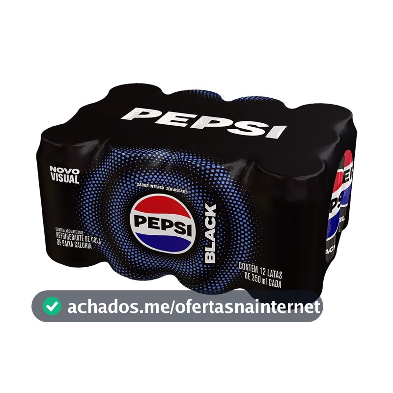 Refrigerante Zero Pepsi, Black, Lata 350ml, Pack com 12 unidades