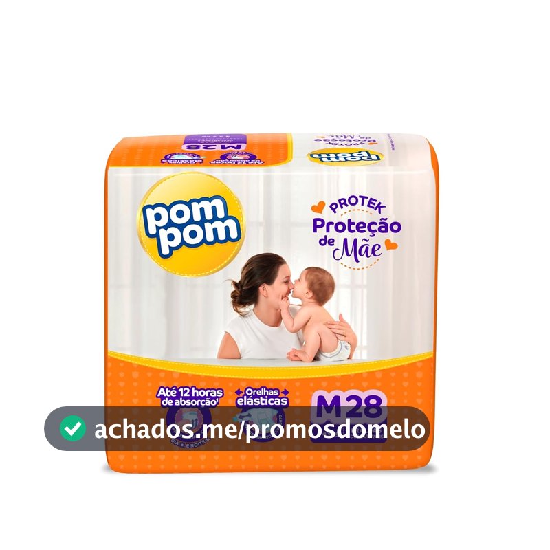 Fralda Pom Pom Protek Proteção de Mãe Jumbo M 28 Unidades