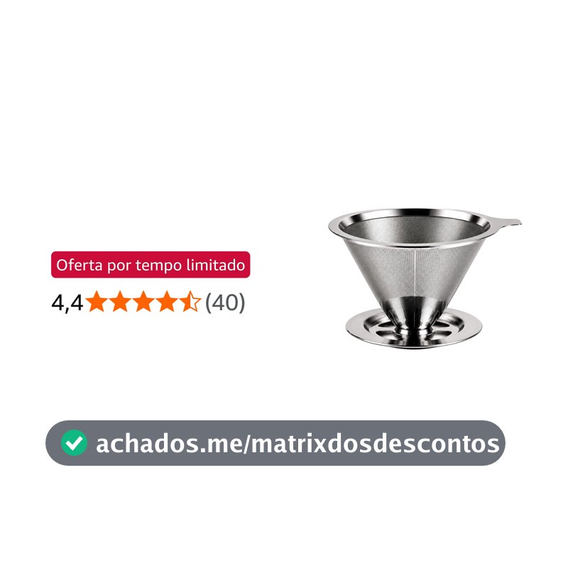 Coador de Café Inox 101, Filtro Permanente Reutilizável, Aço Inoxidável, Sem Papel, Durável e Fácil de Limpar