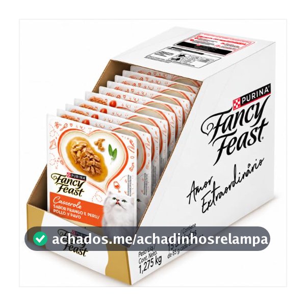Pack Nestlé Purina Fancy Feast Ração Úmida Para Gatos Casserole Frango & Peru - Com 15 Sachês 85g