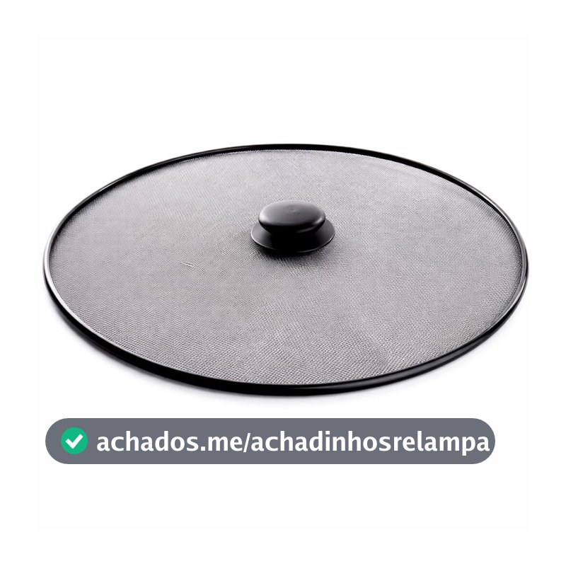 Tampa Antirrespingo para Panela e Frigideira, Tela Metálica Preta, Proteção contra Óleo (19CM)