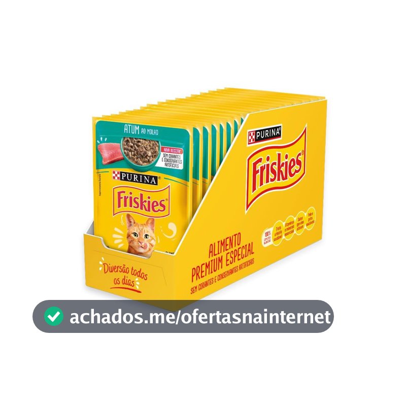 Pack Nestlé Purina Friskies Ração Úmida Para Gatos Adultos Atum Ao Molho - Com 15 Sachês 85g