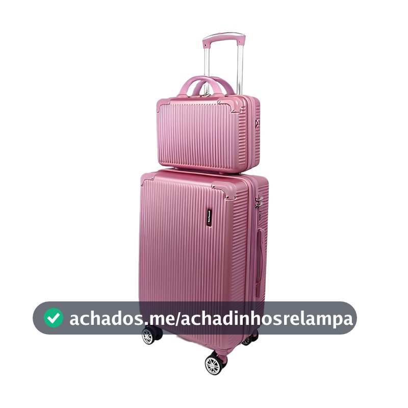 Mala de Bordo 10kg com Frasqueira Bagagem de Mão Expansivel Aprovada ANAC com 4 Rodas duplas 360° Cadeado AntiFurto TSA Mala de Viagem Alça Lateral com Divisória, Leve Resistente (Rosa)