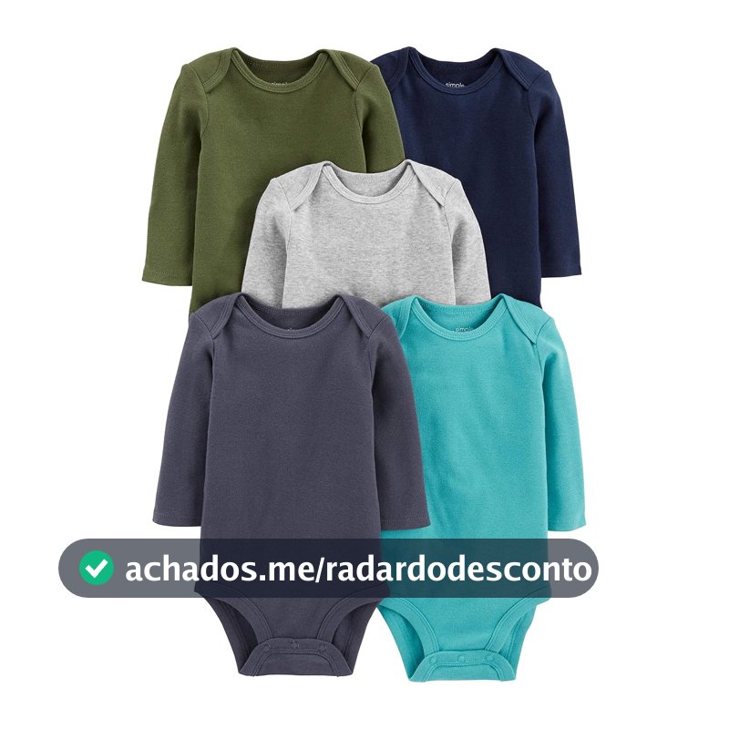 Body Pacote com 5 bodies de manga comprida Simple Joys by Carter'sUnisex Bebê