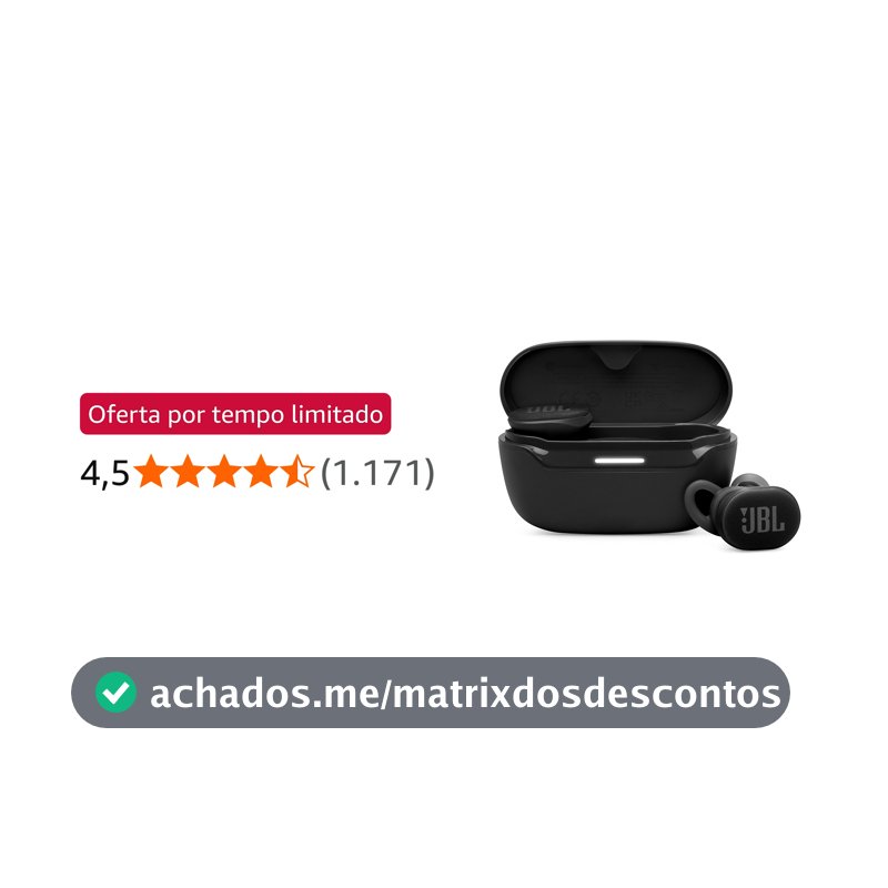 Fone de Ouvido Sem Fio, JBL, Endurace Race TWS, Esportivo, À Prova D'água e Resistente À Poeira - Preto
