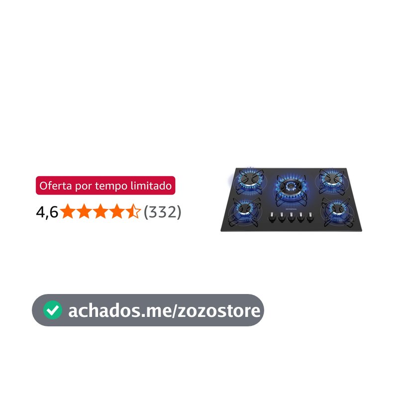 MONDIAL Cooktop a Gás, 5 Bocas, Preto/Inox, Bivolt - CTG-03