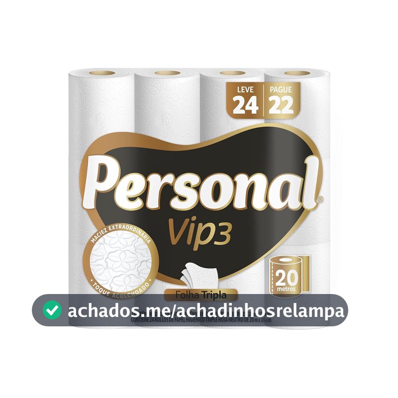 Personal Papel Higiênico Vip Folha Tripla, 24 Rolos De 20M