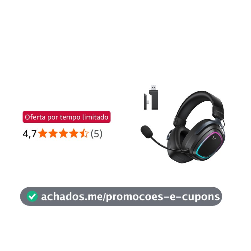 Headset Gamer Sem Fio HEROAD GT2, Preto