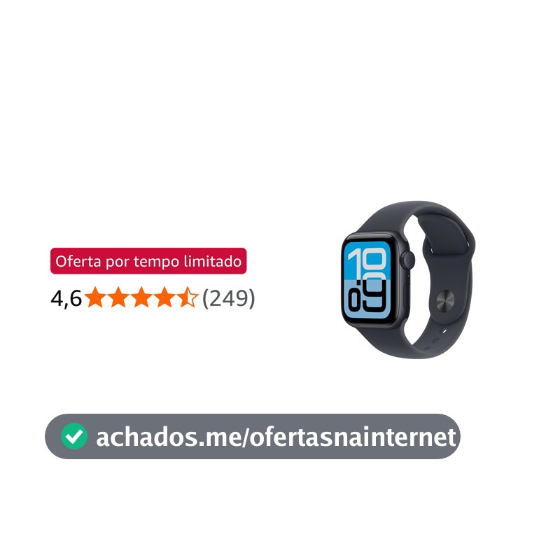 Apple Watch SE 3 GPS, Caixa em alumínio meia‑noite de 40 mm com Bracelete desportiva meia‑noite - P/M