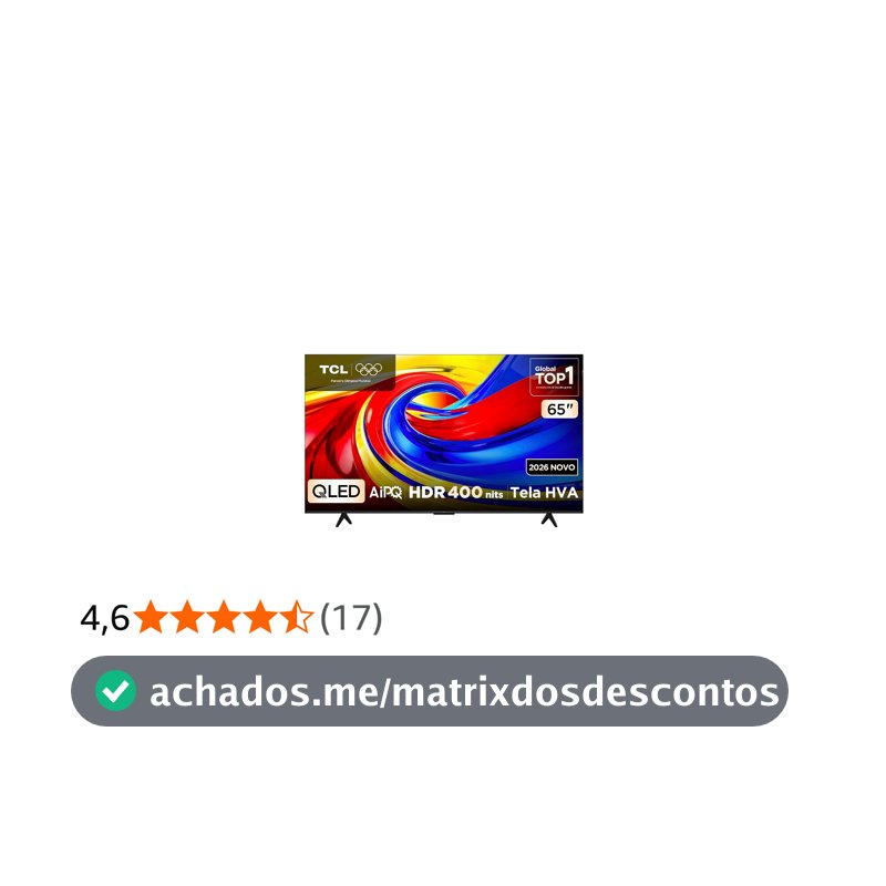 Smart TV TCL 65 Polegadas QLED 4K P7L WiFi Bluetooth Google TV HDR10+ 120 Hz VRR AIPQ 65P7L