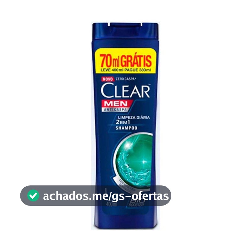 Clear Men Shampoo Anticaspa 2 em 1 Limpeza Diária 400ml
