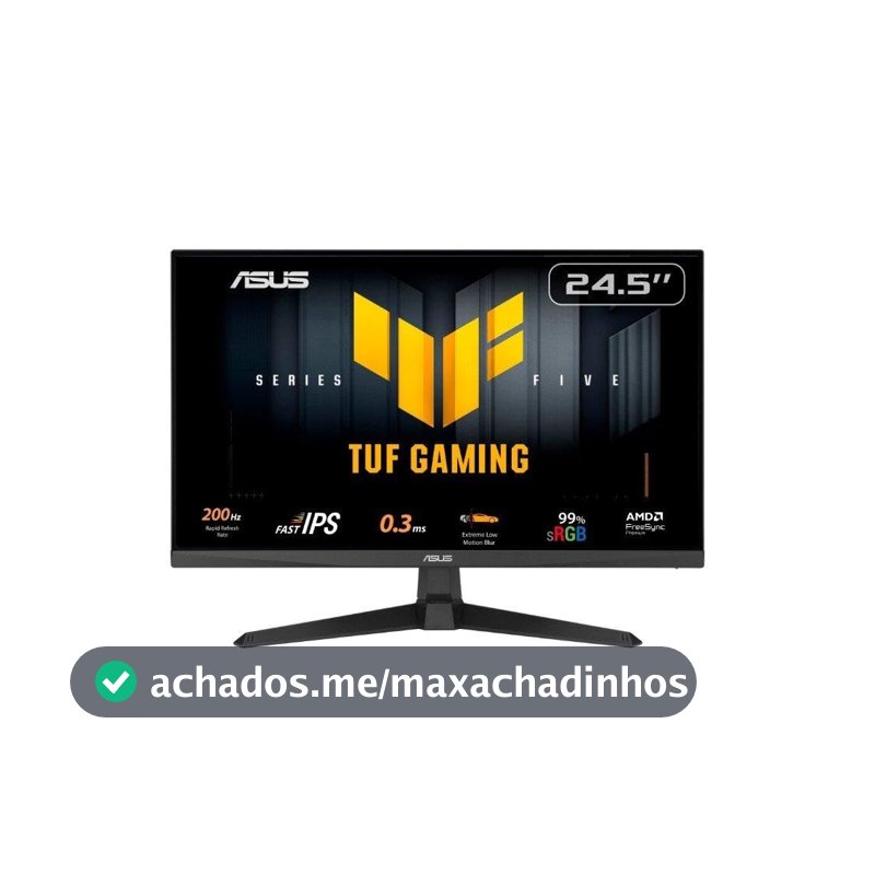 Monitor Gamer ASUS TUF 25", Full HD, 200Hz, 0.3ms, IPS, FreeSync Premium, Som Integrado, Preto - VG259Q5A