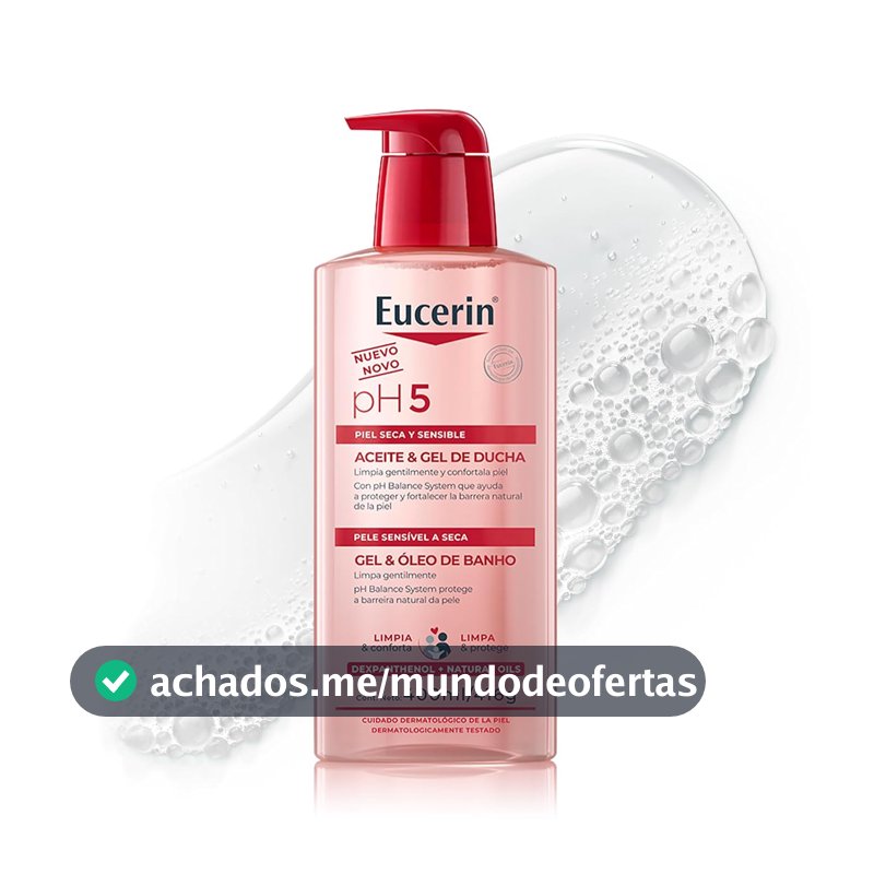 Eucerin PH5 Gel e Óleo de Banho 400ml - Limpa gentilmente e protege a barreira natural da pele