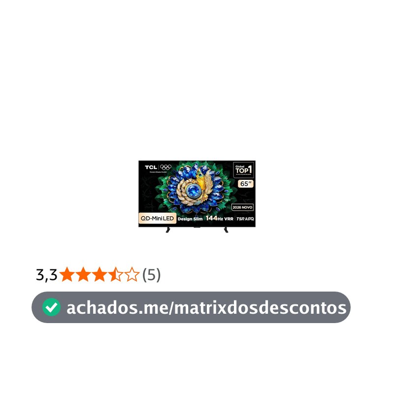 Smart TV TCL 65 Polegadas QD-Mini LED 4K A400M WiFi Bluetooth Google TV HDR10+ 144 Hz VRR 65A400M