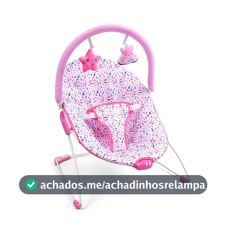 Cadeira de Descanso Para bebê Nap Time 0-11kgs Rosa Cinto de 3 pontos Com Acessórios Interativos Multikids Baby BB291