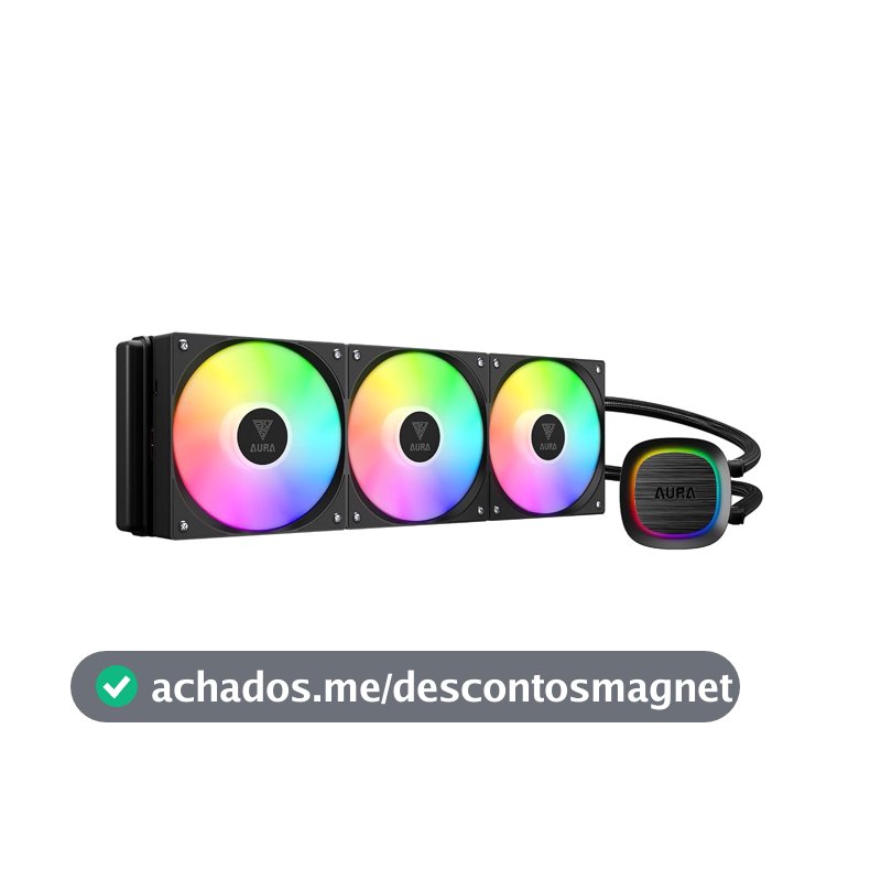Water Cooler 360mm Gamdias Aura GL360 V2 ARGB Preto Intel LGA2066 AMD AM5