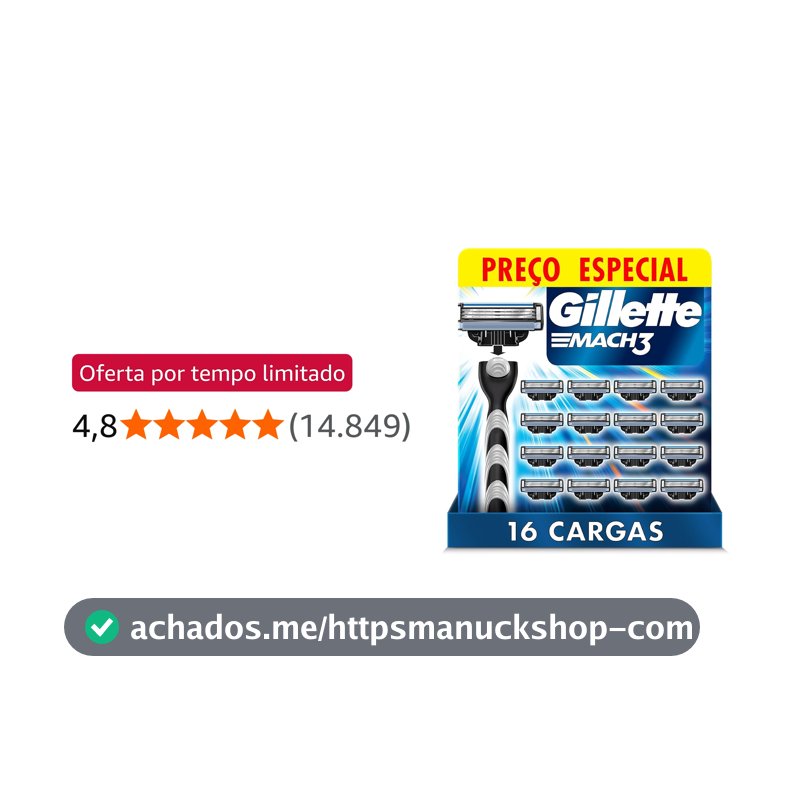 Gillette Mach3 Carga para Aparelho de Barbear 16 Unidades