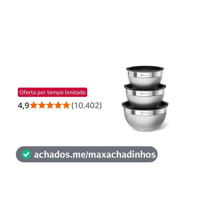 Conjunto de Bowls Tigelas de Inox com Tampa Plástica Electrolux