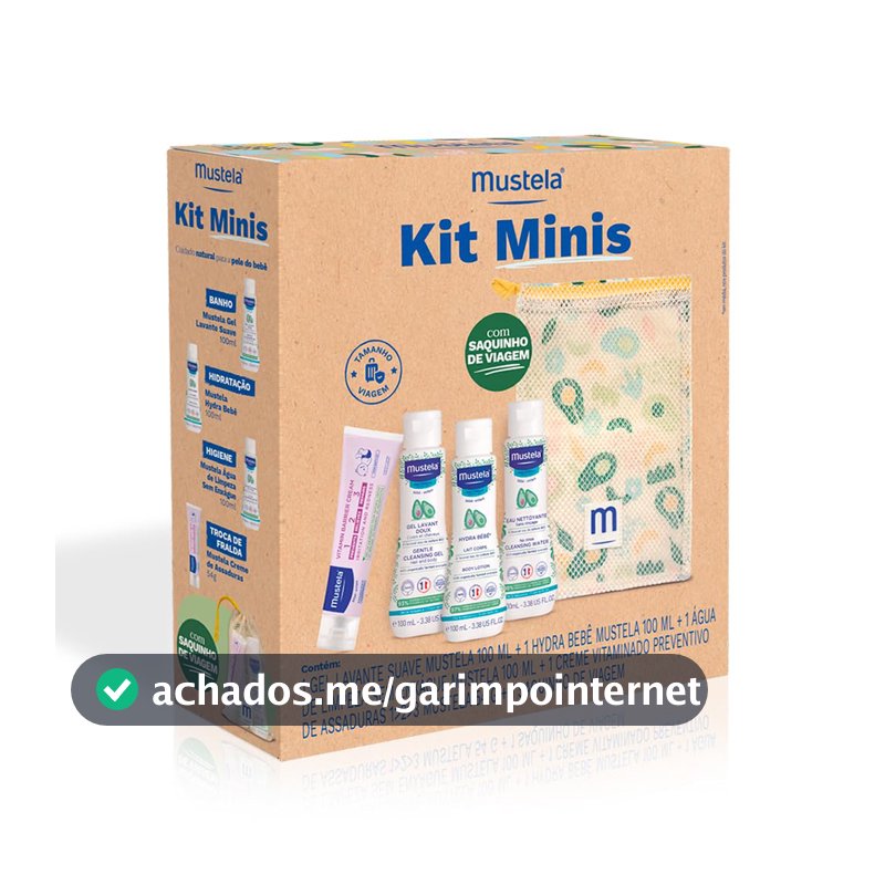 Mustela Kit Minis Travel Size - Gel Lavante + Hydra Bebê + Água de Limpeza + Creme Vitaminado Preventivo de Assaduras 54g - Nova Embalagem - Edição Limitada - Mustela Bebê e Criança