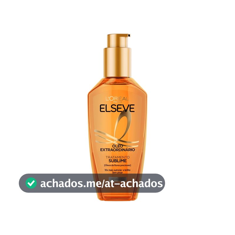 L'Oréal Paris Elseve Óleo Extraordinário Finalizador Capilar, Nutrição Profunda com 6 Óleos Preciosos, Anti-Frizz, Proteção Térmica até 230°C, Brilho Intenso para Todos os Tipos de Cabelo, 100ml