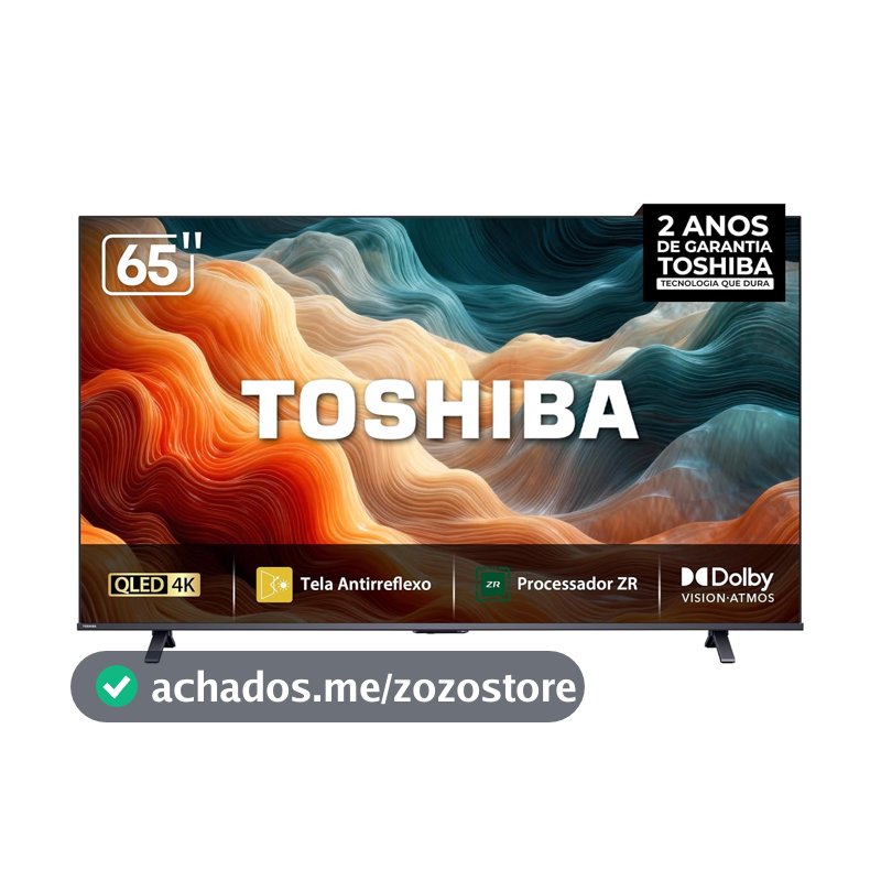Toshiba Smart TV MiniLED QLED 4K 65" Polegadas 65M450SS com Painel Antirreflexo Processador de AI ZR Som Aprimorado por AI Modo Game