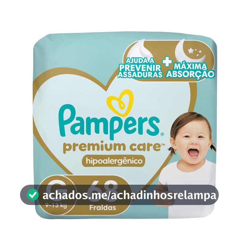 Fralda Pampers Premium Care Tamanho G 68 Unidades