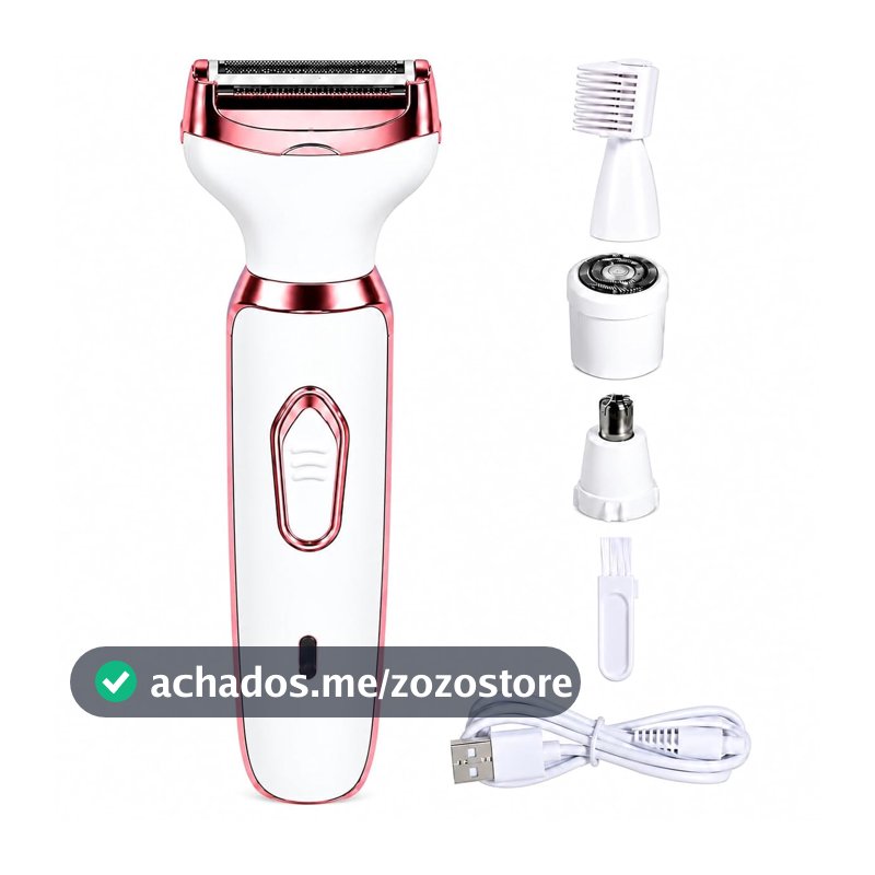 Depilador Eletrico Feminino, Depilador Eletrico 4 em 1, Depilador Facial, Barbeador Eletrico Feminino, Depilador Feminino Elétrico Recarregável, Depilador e Aparador Facial, para Perna, Rosto, Braço