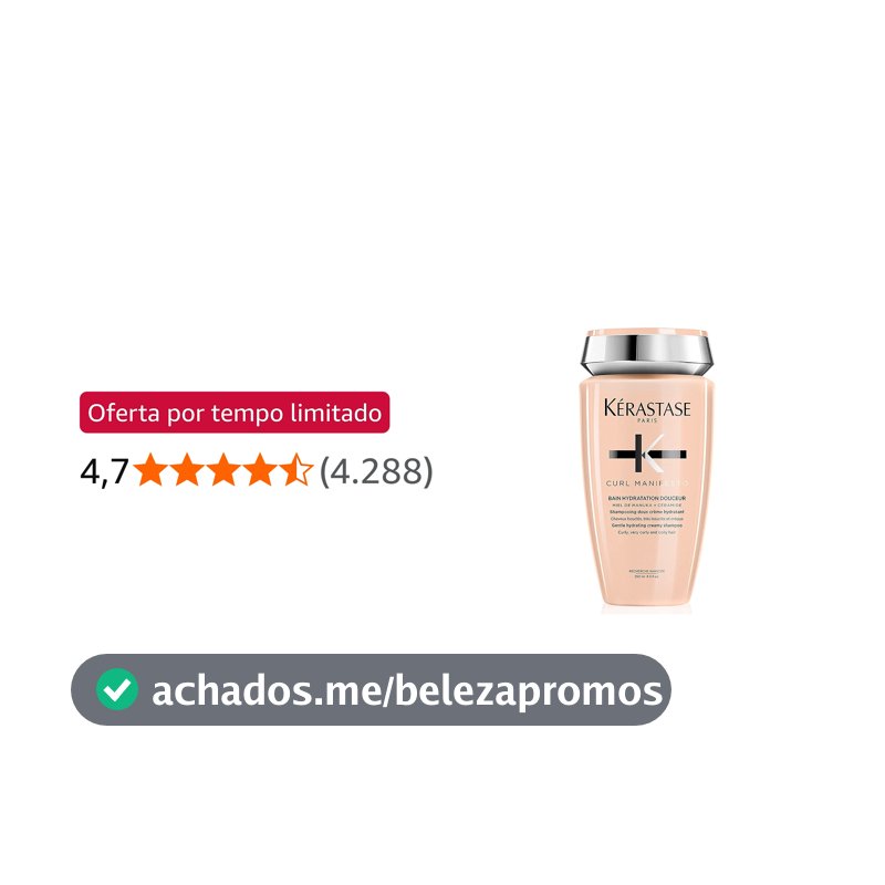 Kérastase Shampoo Curl Manifesto Bain Hydratation Douceur, Cabelos cacheados ou crespos, Definição de cachos, Mel de Manuka, Glicerina, Ceramidas, 250 ml