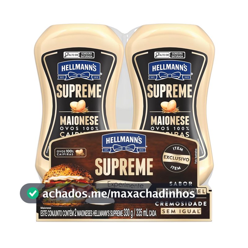 Pack Maionese Hellmann's Supreme Squeeze 330g 2 unidades (Embalagem pode variar)