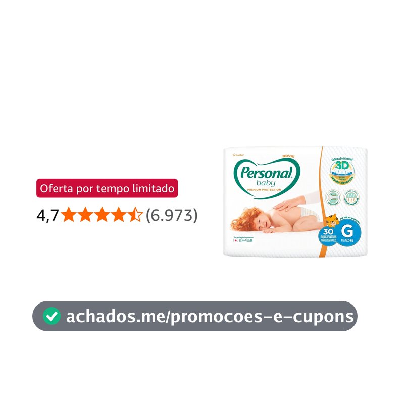 Personal Fralda Baby Premium Protection Grande 30Pads