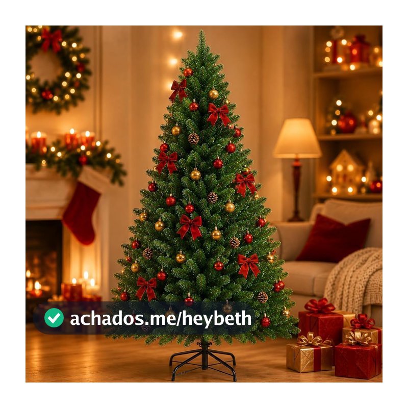 Árvore de Natal Pinheiro Grande Luxo 1,80m Pé Base Ferro 750 Galhos Cor Verde