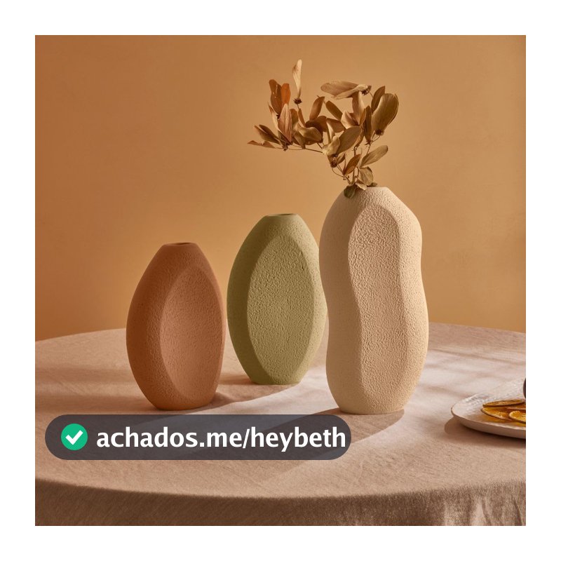 Vaso decorativo cerâmica oval orgânico (Verde (M))