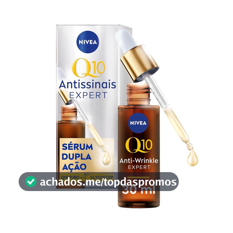 NIVEA Q10 Sérum Antissinais Expert Dupla Ação 30ml, Previne e Reduz Rugas, Renova a Pele, Tecnologia Glycostop, Hidratação Profunda