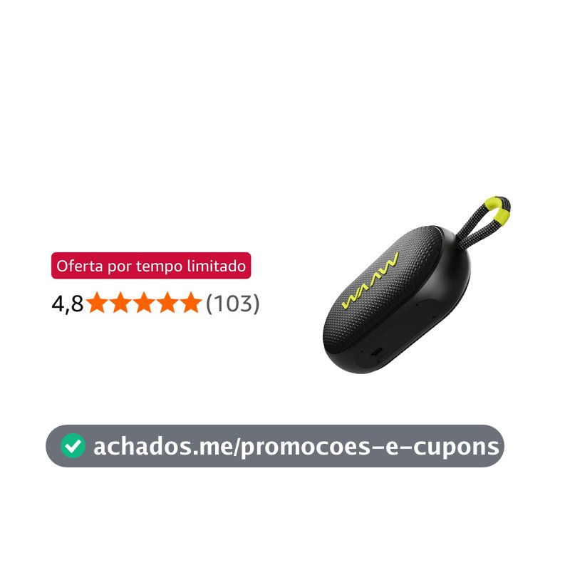WAAW by ALOK Caixa de Som Bluetooth ME 110 12 Horas de Reprodução, Resistente à Água com Alça Integrada