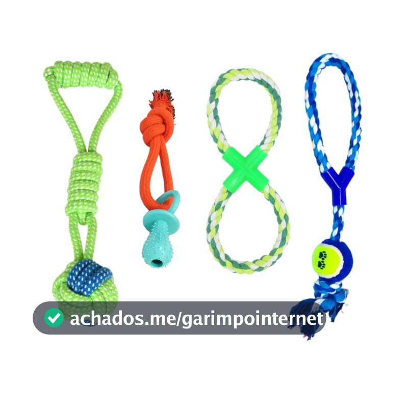 4 Brinquedo Pet Corda Mordedor Resistente Interativo Cachorro Forte