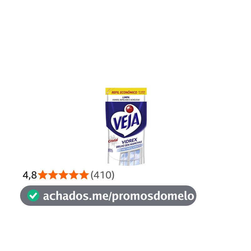 Veja Limpa Vidros Vidrex Cristal Refil 400ml