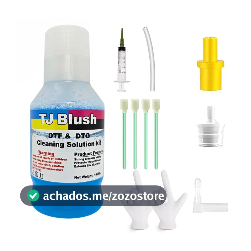 TJ Blush Kit de limpeza de cabeça de impressão 150 ml para impressoras Epson, Canon, Brother, HP, DTF, DTG e jato de tinta - Limpeza forte, protege a cabeça de impressão, prolonga a vida útil da