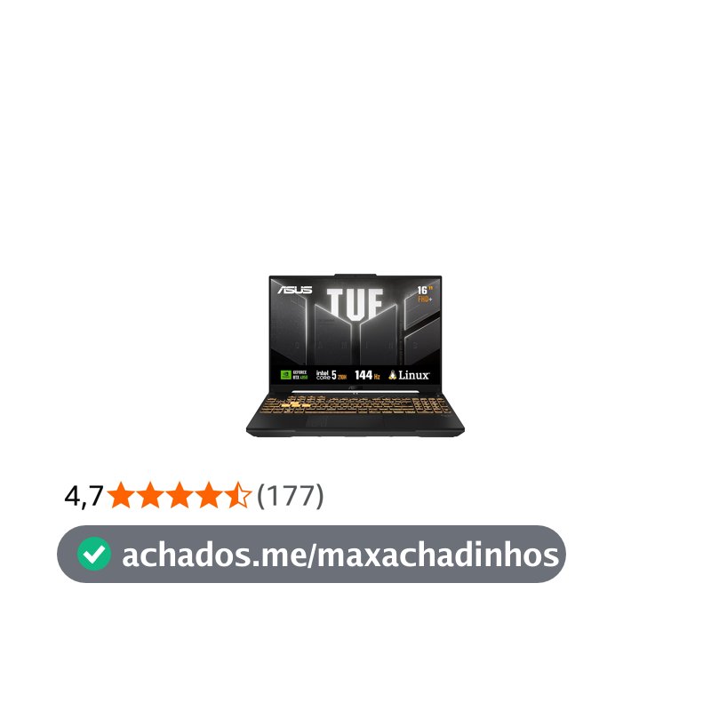 ASUS TUF Gaming F16 Intel Core 5, RTX 4050, 8 GB, 512 GB SSD, KeepOS/Linux,16.0'' FHD, Mecha Gray - FX607VU-RL054