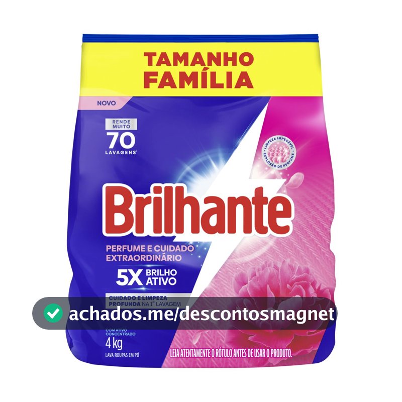 Brilhante Lava-Roupas em Pó Perfume e Cuidado Extraordinário Pacote 4kg